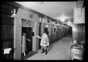 Elevators and Santa Claus, May Co., Southern California, 1930