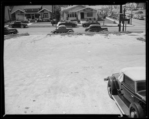 Parking lot views at Selma Avenue and North El Centro Avenue, Los Angeles, CA, 1940