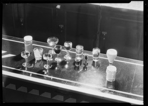 Bar and liquor glasses, Southern California, 1933