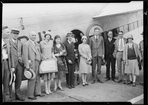 Lindbergh and Tomlinson, also group going and Fusco, Southern California, 1929