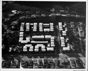 Small housing tract newly constructed and built next to a hillside