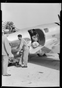 Mail plane christening, Grand Central Airport, Pennzoil, Glendale, CA, 1931