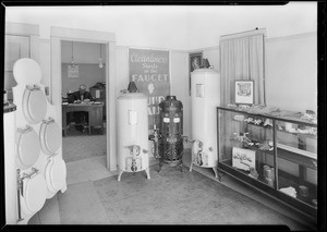 Interior of plumbing shop at 1436 Sierra Bonita Avenue, Los Angeles, 1930