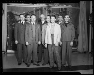 Group of men being "televised", Southern California, 1940