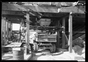 Gravel bunker for bridge under construction by Oberg Brothers, Southern California, 1931