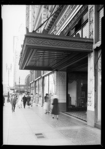 Marquee over 8th Street entrance, May Co. building, Southern California, 1932