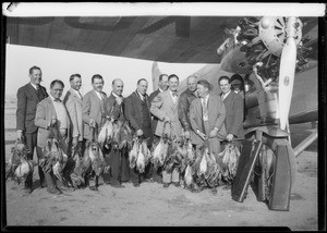 Duck hunters and Ford plane, Southern Cailfornia, 1928