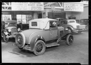 Wrecked Ford coupe, Southern California, 1933