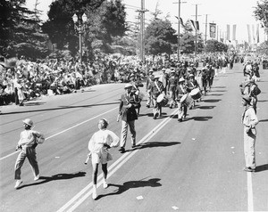 A marching band in the American Legion Parade