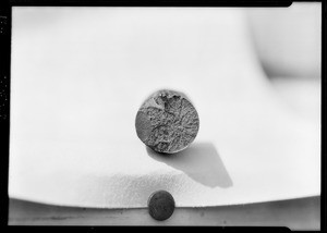 End of broken steel rod, Southern California, 1926