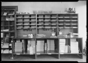 Mailing department Pacific Finance building and attorney library, Worley Lockers, Southern California, 1926