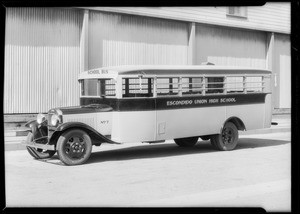 Escondido Union High School bus, Southern California, 1932