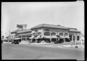 Intersection of Wilshire Boulevard and South Sycamore Avenue, intersection of West Pico Boulevard and 6th Avenue, Los Angeles, CA, 1926