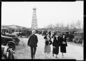 Crowds etc. on tract and at well, Southern California, 1931