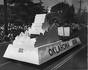 American Legion parade, Long Beach, float for Oklahoma featuring "Prosperity"