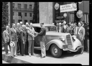 Mr. Grove presenting Terraplane and Mr. Hill, Southern California, 1935