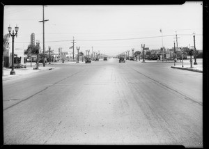 Wrecked DeSoto sedan owner and assured is Ideal Food Products Company, wrecked Chevrolet sedan and intersection of West Pico Boulevard and La Cienega, Southern California, 1935