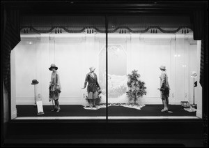 Sportswear & bathing suit windows, J.W. Robinson, Southern California, 1927