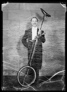 Unicycle & rider, Southern California, 1935