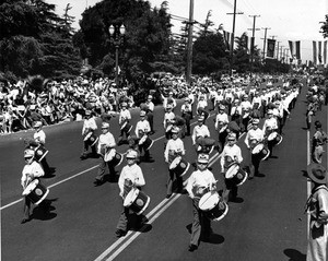 American Legion, marching band on parade, Long Beach