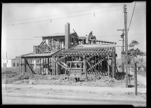 McCombs home on 9th Avenue under construction, Southern California, 1928