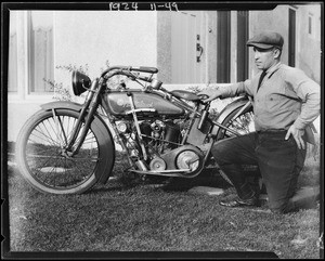 Motorcycle & Mr. Gerber, Southern California, 1924