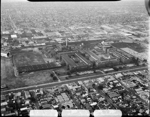 Aerial photographs of Goodyear factory, Los Angeles, CA, 1956