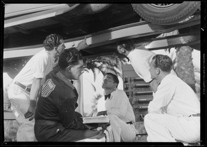 Giving lubrication instructions, Southern California, 1931