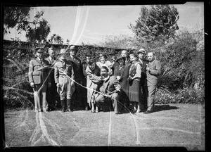 Leo Carrillo and group with Man Mountain Dean, Ginger Rogers, etc., Southern California, 1936