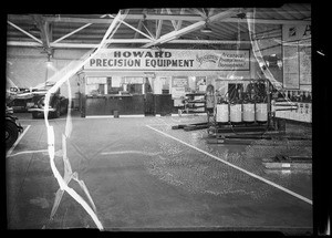 Floor near grease rack and cashier's cage in Howard Auto Service department, Southern California, 1936