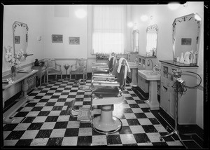 Commissary club room in barber shop, Southern California, 1933