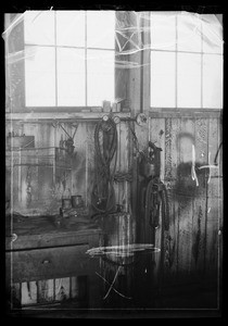 Electric connections in garage and service station at North Atlantic Boulevard and West Alhambra Road, Alhambra, CA, 1936