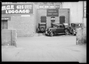 Rear exit of parking lot at 630 South Olive Street, Los Angeles, CA, 1934