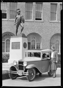 Cars and Marshall Duffield at University of Southern California, Los Angeles, CA, 1930