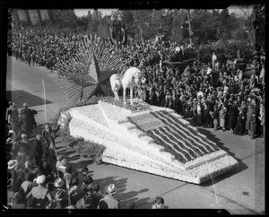 Will Rogers float in Rose Parade, Pasadena, CA, 1936