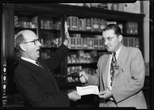 Presenting refund check, Mr. Mills, 4813 Whittier Boulevard, Los Angeles, CA, 1934