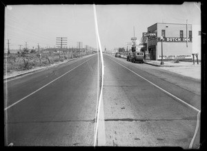 Street photo in front of 21318 South Alameda Street, American Auto Co., assured, Carson, CA, 1935