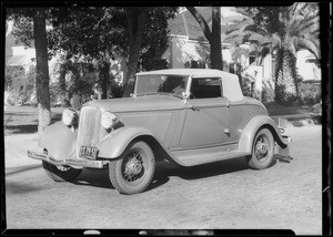 Plymouth coupe, Reagan owner, Southern California, 1933