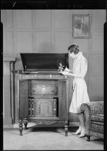 Radio and Miss Margaret Hoffman in studio, Southern California, 1929