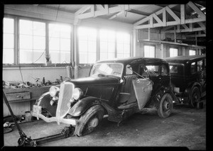 Intersection of Fremont Avenue & West Alhambra Road in Alhambra, Ford sedan-Mr. Mace owner & Ford Victoria-Lewis Rowan owner & assured, Southern California, 1935