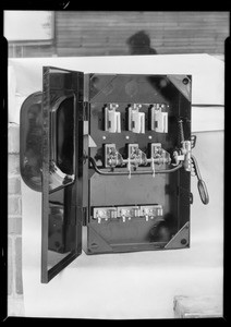 Switch box and plugs, Southern California, 1932