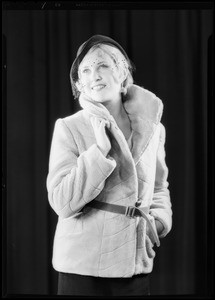 Model fur coat, Southern California, 1931