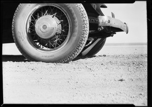 Studebaker making run on dry lake, Southern California, 1931