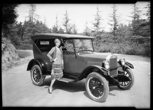 Chevrolet with dog on radiation cap, Southern California, 1926