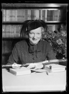 Author Peggy Wood, Southern California, 1935