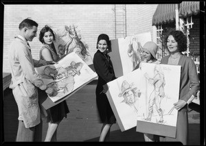 Girls with drawings, Southern California, 1930