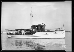 Mr. Hunt of Pioneer Paper on his yacht, Southern California, 1927
