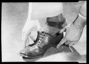 Shoes with elastic laces, Southern California, 1933