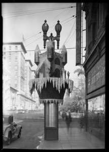 Christmas decorations on street, Los Angeles, CA, 1929