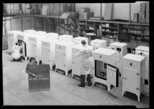 Line up of refrigerators, Southern California, 1932